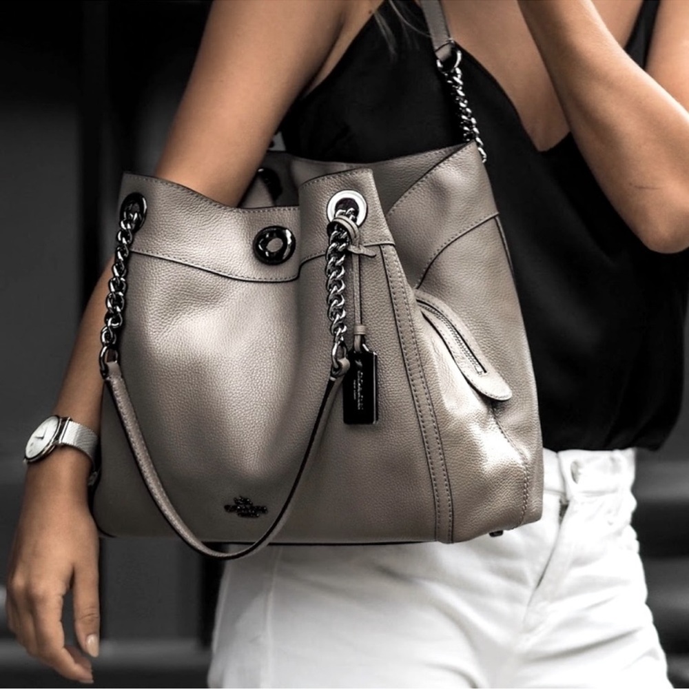 Coach Gray Leather Shoulder Bag